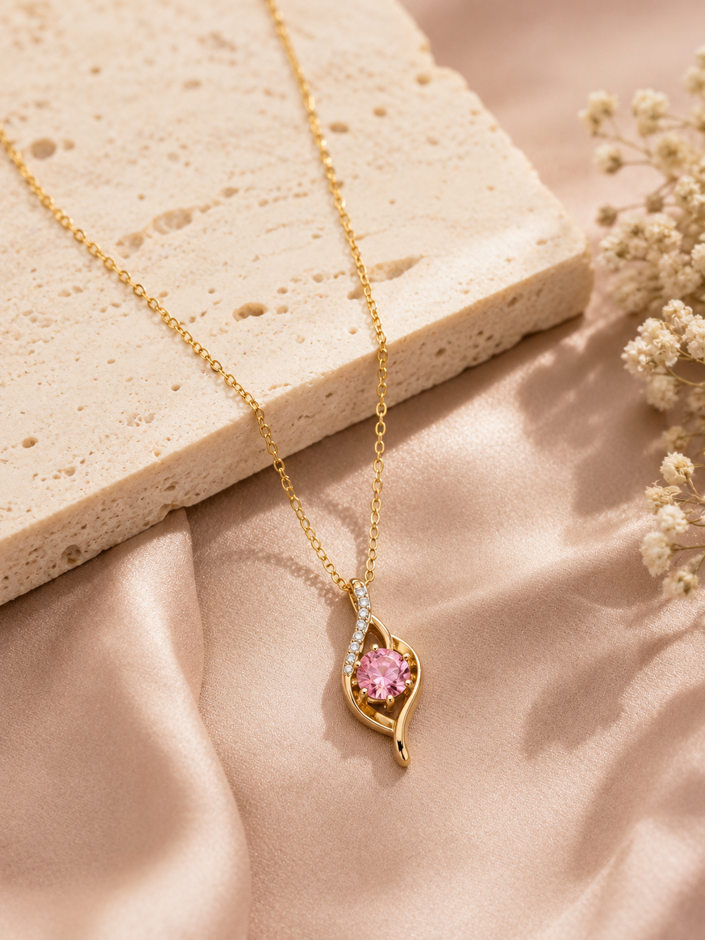 Elysian pink crystal necklace