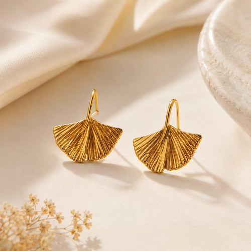 Aurora Ginkgo Gold Earrings