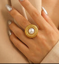 Golden Halo Pearl Statement Ring