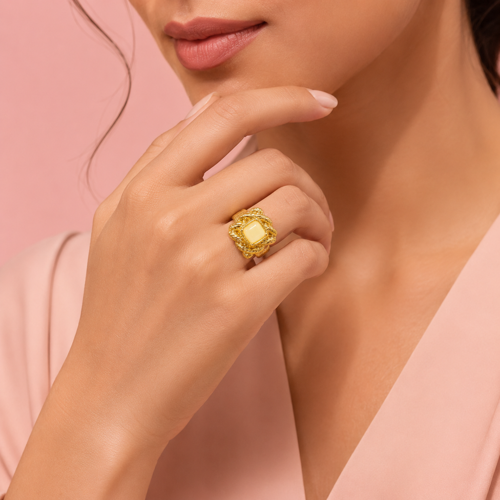 Ivory bloom statement ring
