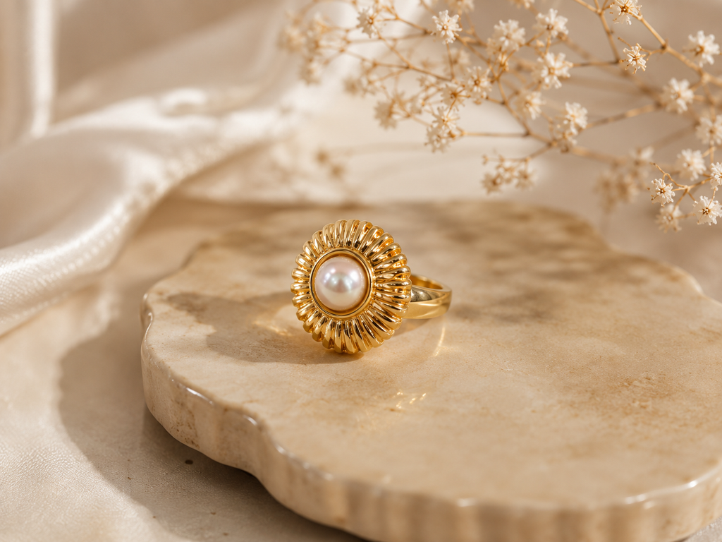Lyna pearl bloom ring