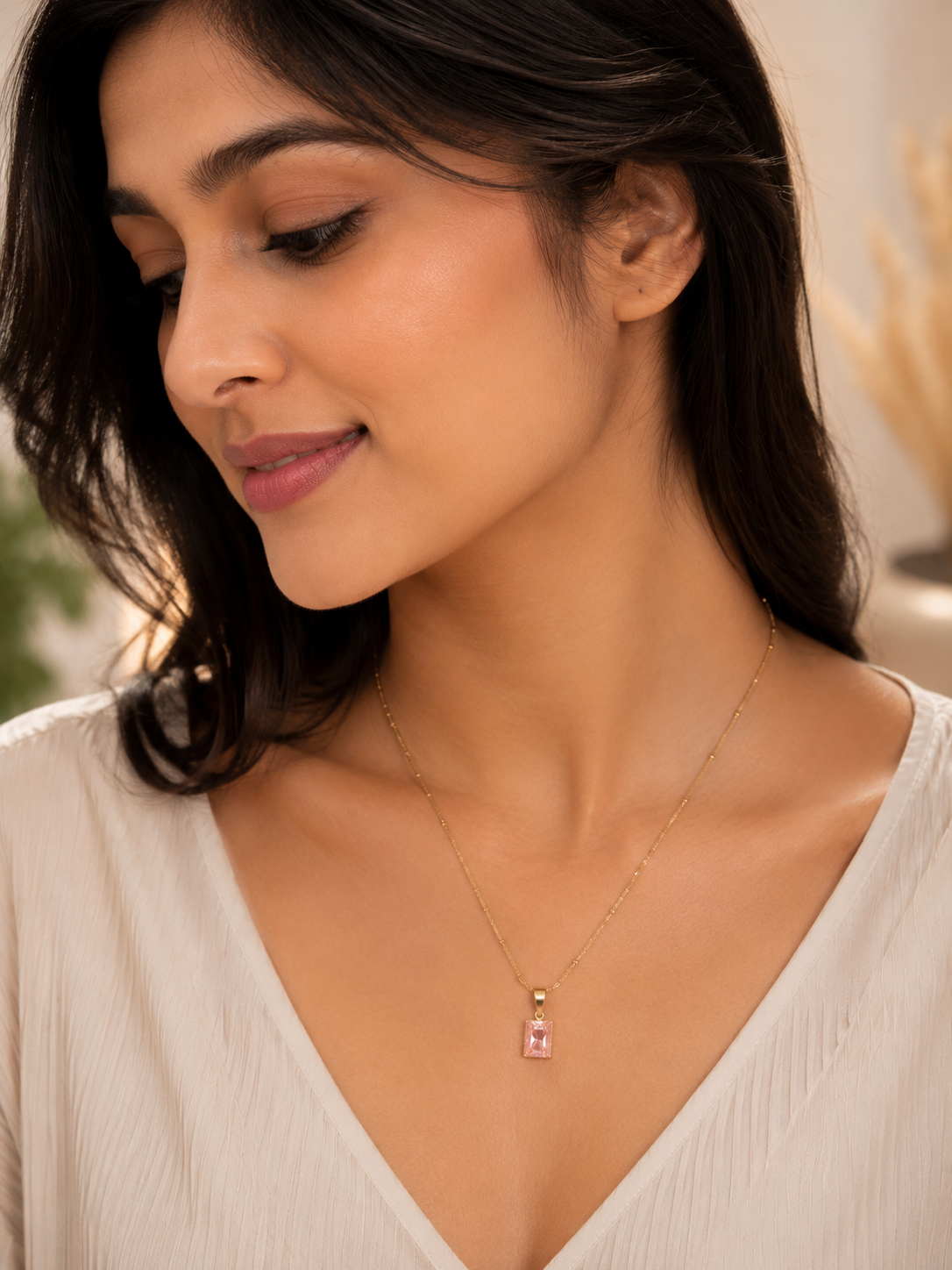 Aurora blush Crystal necklace